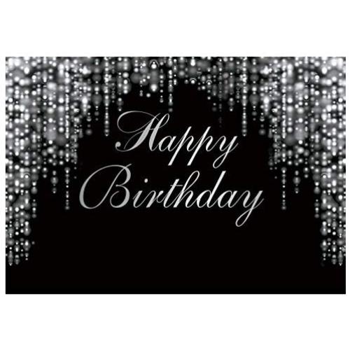 Funnytree 7x5ft Happy Birthday Party Backdrop Silver Glitter Bokeh Sequin Spots Photography Background Sparkle Shining Dots Girl Lady Baby Banner Cake Table Decoration Photo Booth