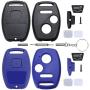 Cutting Not Required - Replacement Key Fob Keyless Entry Remote Shell Case for Honda Civic/Accord/CR-V/Fit/Odyssey/Pilot/Ridgeline/CR-Z Car Key Fob Cover (2+1 Button, Balck+Blue)