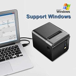 31/8 80mm Thermal Receipt Printer, Meihengtong 250mm/s POS Printer with Auto Cutter, USB Serial Ethernet LAN Windows Driver ESC/POS RJ11 RJ12 Cash Drawer, Support Windows/Linux/Mac