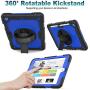 SEYMAC stock iPad 8th/7th Generation Case 10.2, [Full-Body] & [Drop-Proof] Case with 360 Degrees Rotating Stand [Pencil Holder] [Screen Protector] Hand Strap for 2020/2019 iPad 8 /7 Gen (Blue+Black)