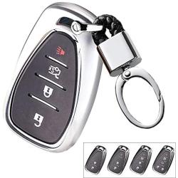 ROYALFOX(TM Silver TPU Smart Remote Key 2 3 4 5 6 Buttons Case Cover Fob for 2016 2017 2018 2019 2020 Chevrolet Malibu Camaro Cruze Traverse Spark Sonic Volt Bolt (Silver)