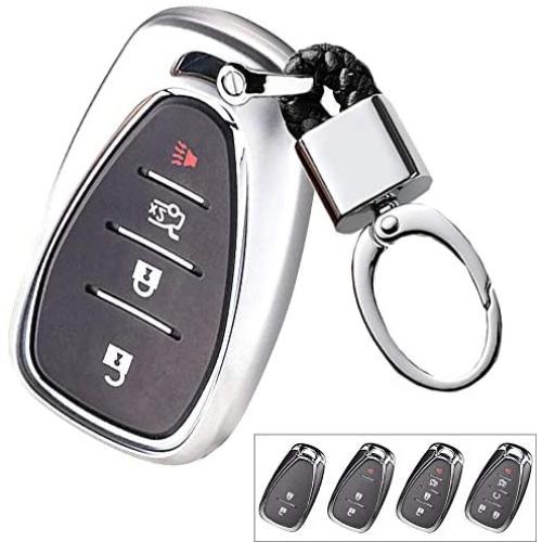 ROYALFOX(TM Silver TPU Smart Remote Key 2 3 4 5 6 Buttons Case Cover Fob for 2016 2017 2018 2019 2020 Chevrolet Malibu Camaro Cruze Traverse Spark Sonic Volt Bolt (Silver)