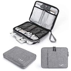 Cable Organizer Bag, Jelly Comb Electronics Organizer Travel Accessories Cord Organizer Cable Storage Bag for Charging Cable, Power Bank, Tablet (Up to 11)and More-(Black and Gray)