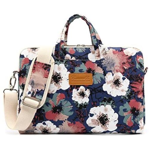 Canvaslife Blue camellia Pattern 15 inch Waterproof Laptop Shoulder Messenger Bag Case With Rebound Bubble Protection for 14 inch-15.6 inch laptop Macbook Pro 15 Case Bag
