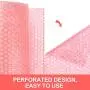 Fuxury Pink Anti-Static Bubble Cushioning Wrap Roll Air Bubble Roll 1 Roll 36 Feet,Perforated Every 12'',Included 10 Fragile Sticker Labels for Packaging Moving Shipping Boxes Supplies