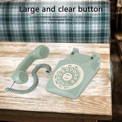 Bindpo Retro Telephone, 80s Classic Rotary Design Retro Landline Phone, Pastoral Style Wired Telephone, for Home Office Hotel - Light Green