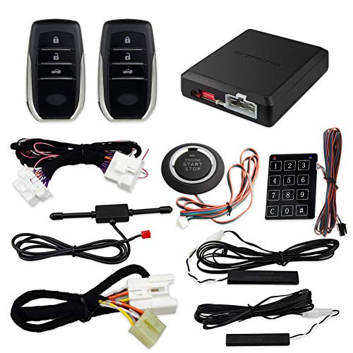 EASYGUARD EC002PP-T2-HIL Plug and Play PKE Remote Starter Passive keyless Entry Push Start Button Fit for Key Start Petrol Toyota Hilux 2016-2019 CAN Bus Compatible OBD2 Connector