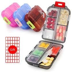 4 Pack Pill Case Portable Small Weekly Travel Pill Organizer Portable Pocket Pill Box Dispenser for Purse Vitamin Fish Oil Compartments Container Medicine Box by Muchengbao