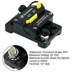 Circuit Breaker 30 Amp, Car Automotive Marine Boat Audio Circuit Breaker with Manual Reset, 12V-42VDC, Waterproof (30A)