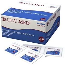 Dealmed Sterile Alcohol Prep Pads, Antiseptic Latex-Free Wipes, Gamma Sterilized, 200 Count
