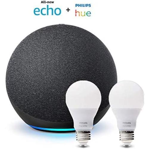 All-new Echo (4th Gen) - Charcoal - bundle with Philips Hue Bulbs (2-pack)