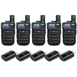 Retevis RB15 Vibration Walkie Talkies for Adults,Rechargeable Long Range Two Way Radios,Small Mini,Portable,Hands Free,Remote Emergency Alarm for Church Retail Business(5 Pack)