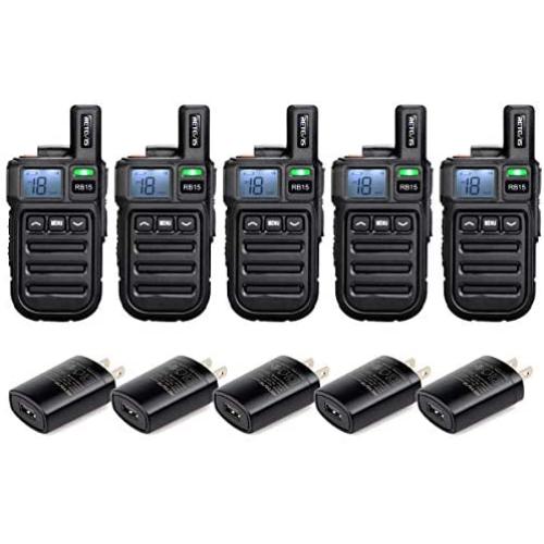 Retevis RB15 Vibration Walkie Talkies for Adults,Rechargeable Long Range Two Way Radios,Small Mini,Portable,Hands Free,Remote Emergency Alarm for Church Retail Business(5 Pack)