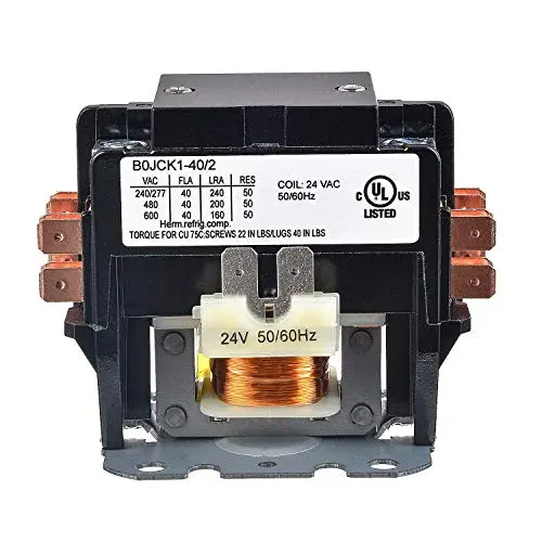 BOJACK 2 Poles FLA 40 Amp Coil 24 VAC Air Conditioner Condenser Compressor Contactor AC Definite Purpose Contactor (Pack of 1 Pcs)