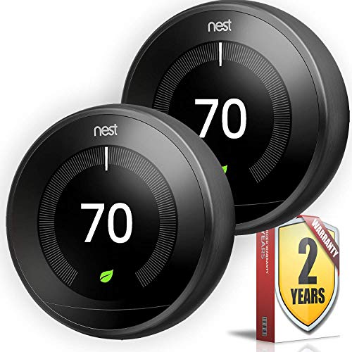 Nest Learning Thermostat - 3rd Generation - (2 Pack, Black)