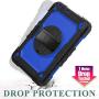 SEYMAC stock Case for FireHD 8/8Plus (10th Generation 2020 Release), Drop-Proof Full-Body Case with 360 Degrees Rotating Stand [Screen Protector] Hand Strap for FireHD 8& 8 Plus 10th Gen(Blue+Black)