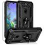 YZOK Compatible with LG Aristo 5 Case,with HD Screen Protector Phoenix 5,Case,[Military Grade] Ring Car Mount Kickstand Hybrid Hard PC Soft TPU Shockproof Protective Case for LG K8x (Black)