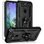 YZOK Compatible with LG Aristo 5 Case,with HD Screen Protector Phoenix 5,Case,[Military Grade] Ring Car Mount Kickstand Hybrid Hard PC Soft TPU Shockproof Protective Case for LG K8x (Black)