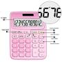 Calculator,ONXE DC116 Standard Function Desktop Calculator with Dual Power Supply and 12-bit Large Display (Pink)