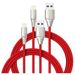 iPhone Charger 3ft 2 Pack, Xcentz MFi Certified Lightning Cable, High-Speed iPhone Charger Cable Durable Braided Charging Cord for iPhone 11/X/XS/XR/XS Max/8/7/7 Plus/6/5s, iPad Mini/Air, Red