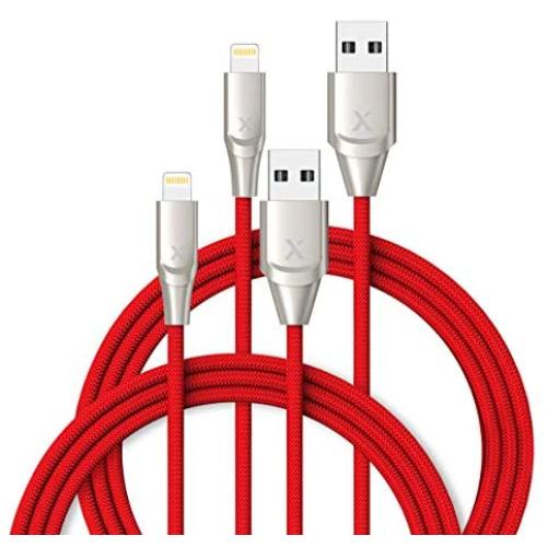 iPhone Charger 3ft 2 Pack, Xcentz MFi Certified Lightning Cable, High-Speed iPhone Charger Cable Durable Braided Charging Cord for iPhone 11/X/XS/XR/XS Max/8/7/7 Plus/6/5s, iPad Mini/Air, Red