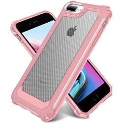 iPhone 8 Plus / 7 Plus Case with [ Screen Protector Tempered Glass x2Pack] SUPBEC Protective Phone Cover with Silicone PC+TPU Shockproof Rubber Heavy Duty Case for iPhone 8Plus / 7Plus Case-Rose Gold
