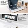 Sumerflos Acrylic Monitor Desk Stand, 0.32 Inch Thickness Sturdy Platform Computer Laptop Monitor Riser Stand, Clear Stylish Home Office Desktop Universal Stand with Anti-Slip Pads, Save Space