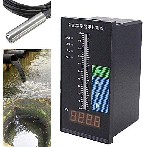 Pressure Transducer Submersible Level Transducer,4-20MA Digital Water Level Display Meter Intelligent Pressure Controller Light Column Display,6m Cable Liquid Depth Level Meter Sensor