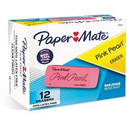 Paper Mate Pink Pearl Erasers, Large, 12 Count - 1