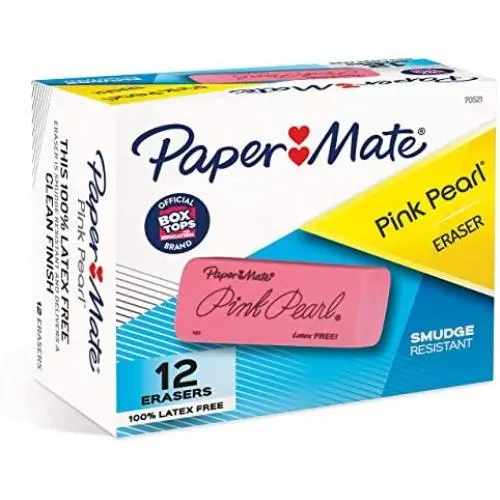 Paper Mate Pink Pearl Erasers, Large, 12 Count - 1
