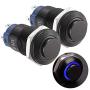 APIELE (Pcs of 2) 12mm Latching Push Button Switch High Round Head Aluminium Alloy 1NO 1 Normally Open with Ring Led (Blue)