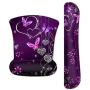 Meffort Inc Mouse Pad Wrist Support & Gaming Keyboard Wrist Pad Combo Set – Durable Ergonomic Anti Slip Non-Slip Square Base Rest Support - Purple Heart Butterfly