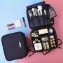 ROWNYEON Travel Makeup Bag Makeup Organizer Case Makeup Train Case Makeup Artist Bag Portable Cosmetic Bag Gift for Women with EVA Adjustable Dividers Small Black
