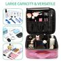Holographic Makeup Case, BuyAgain Waterproof Cute Travel Cosmetic Case Organizer With Adjustable Dividers for Women, Pink