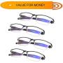 JENRICH 4 Pairs Reading Glasses - Quality Readers for Men and Women, Blue Light Blocking Glasses , HD Reading Glasses, Fashion Readers Spring Hinge, Reading Glasses Women,Computer Glasses