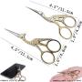 BIHRTC Scissors 4.5 Inch Small Stainless Steel Sharp Embroidery Scissors Classic Crane Design Sewing Gold Scissors for Office Embroidery Sewing Craft Art Work and Everyday Use