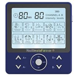 10 Modes Best Muscle Stimulator tens EMS nmes Unit Machines Electric Electronic Pulse Massagers for Back Neck Shoulder Knee Legs Body Pain tmj Replacement Pads HealthmateForever PRO10AB2C (Blue)