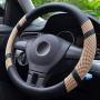 BOKIN Steering Wheel Cover, Microfiber Leather and Viscose, Breathable, Anti-Slip, Odorless, Warm in Winter and Cool in Summer, Universal 15 Inches (Tan)