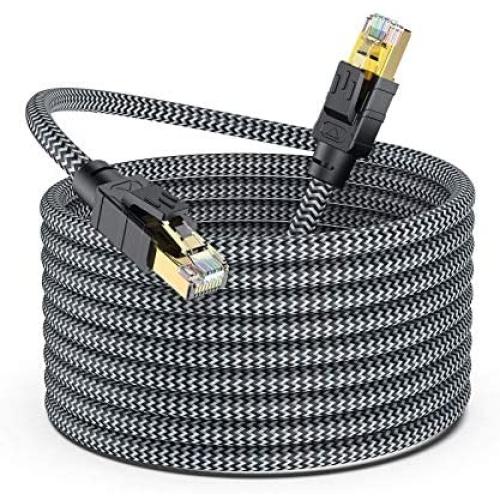 Cat8 Ethernet Cable 6ft, Aifxt Braided Heavy Duty High Speed 26AWG Cat8 LAN Network Cable 40Gbps 2000Mhz with Gold Plated RJ45 Connector, Weatherproof SSTP UV Resistant for Router, Modem, Xbox
