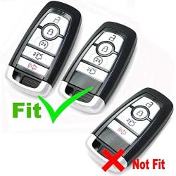 2pcs Black Silicone 5 Buttons Smart Key Fob Cover Keyless Holder Compatible with Ford Mustang 2018 2019 2020 F150 F250 F350 F450 F550 Edge Explorer Expedition (Black Black)