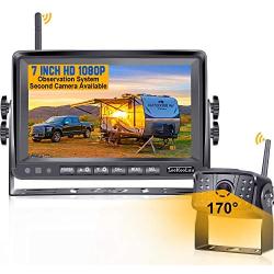 LeeKooLuu F06 HD 1080P Digital Wireless Rear View Camera with 7 Monitor High-Speed Observation System 170° Wide View Angle Night Vision Backup Camera for RVs,Trailers,Bus,Motorhome,5th Wheels