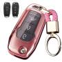ROYALFOX(TM 2 3 Buttons Soft TPU flip Remote Key Fob case Cover for 2015 2016 2017 2018 2019 Ford F150 F250,Focus 3 Escort Kuga Everest Fiesta Mustang Edge MKV Fusion 2016 Ranger (Pink)
