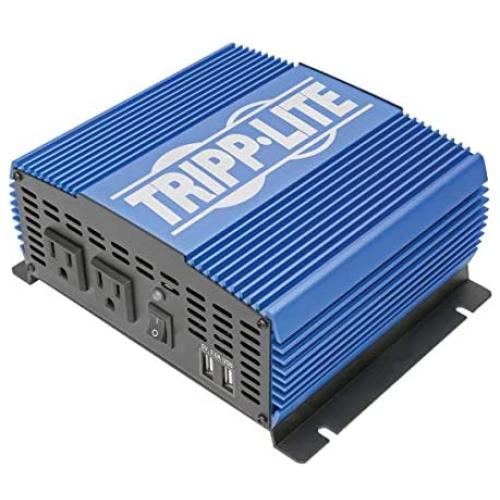 Tripp Lite 1500W Power Inverter, Medium-Duty Power Inverter with 2 AC 2 USB Outlets, 2.0A Battery Cables (Pinv1500)