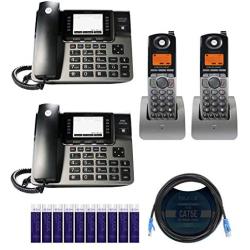 Motorola ML1002S (ML1000 x1,ML1100 x1) DECT 6.0 4-Line Phone System with Digital Receptionist and Answering System Bundle with ML1200 x2 Cordless Handset, Blucoil 10-FT Cat5e Cable, 10 AAA Batteries