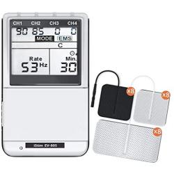iSTIM EV-805 TENS EMS 4 Channel Rechargeable Combo Machine Unit - Muscle Stimulator + Back Pain Relief and Management- 24 Programs/Backlit (Including Electrodes Pads)