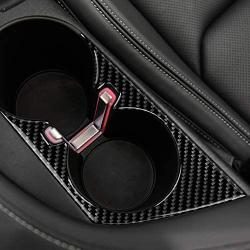 Real Carbon Fiber Interior Cup Holder Frame Panel Cover Trim Decal Sticker for Chevrolet Camaro 2016-2020 Accessories(1 Piece Black)