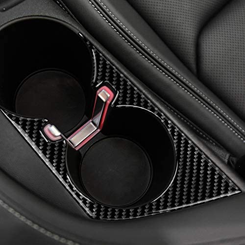Real Carbon Fiber Interior Cup Holder Frame Panel Cover Trim Decal Sticker for Chevrolet Camaro 2016-2020 Accessories(1 Piece Black)