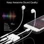 3.5mm Headphone Jack Adapter, 3 in 1 Audio and Charge Headphone Splitter for Phone 11 /11 Pro /XS /XS Max /XR /X /8 /8 Plus /7 /7 Plus, Support Fast Charge (White)