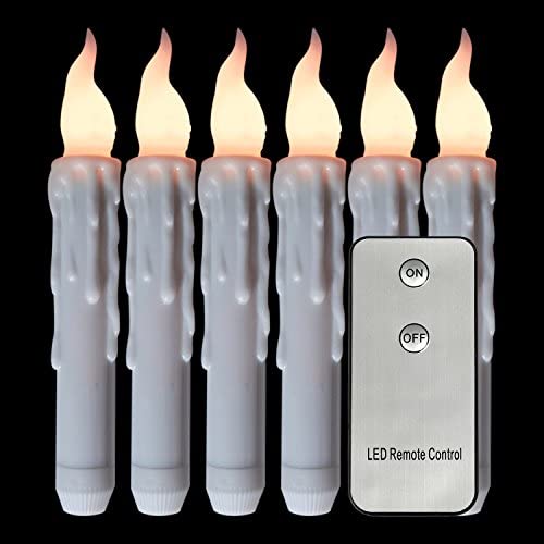 LED Taper Candles, Flameless Battery Operated Candle, Realistic Flickering Dripping Electric Taper Candles, Warm White Bulb, Pack of 6 LED Taper Candles, Flameless Battery Operated Candle, Realistic Flickering Dripping Electric Taper Candles, Warm White Bulb, Pack of 6