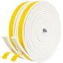 fowong White Door Weather Stripping 26 Feet, 1/2 Inch Wide X 1/4 Inch Thick, High Density Foam Tape Roll Neoprene Rubber Adhesive Weatherstrip Door Seal, Window Insulation, 2 Rolls X 13 Ft Each